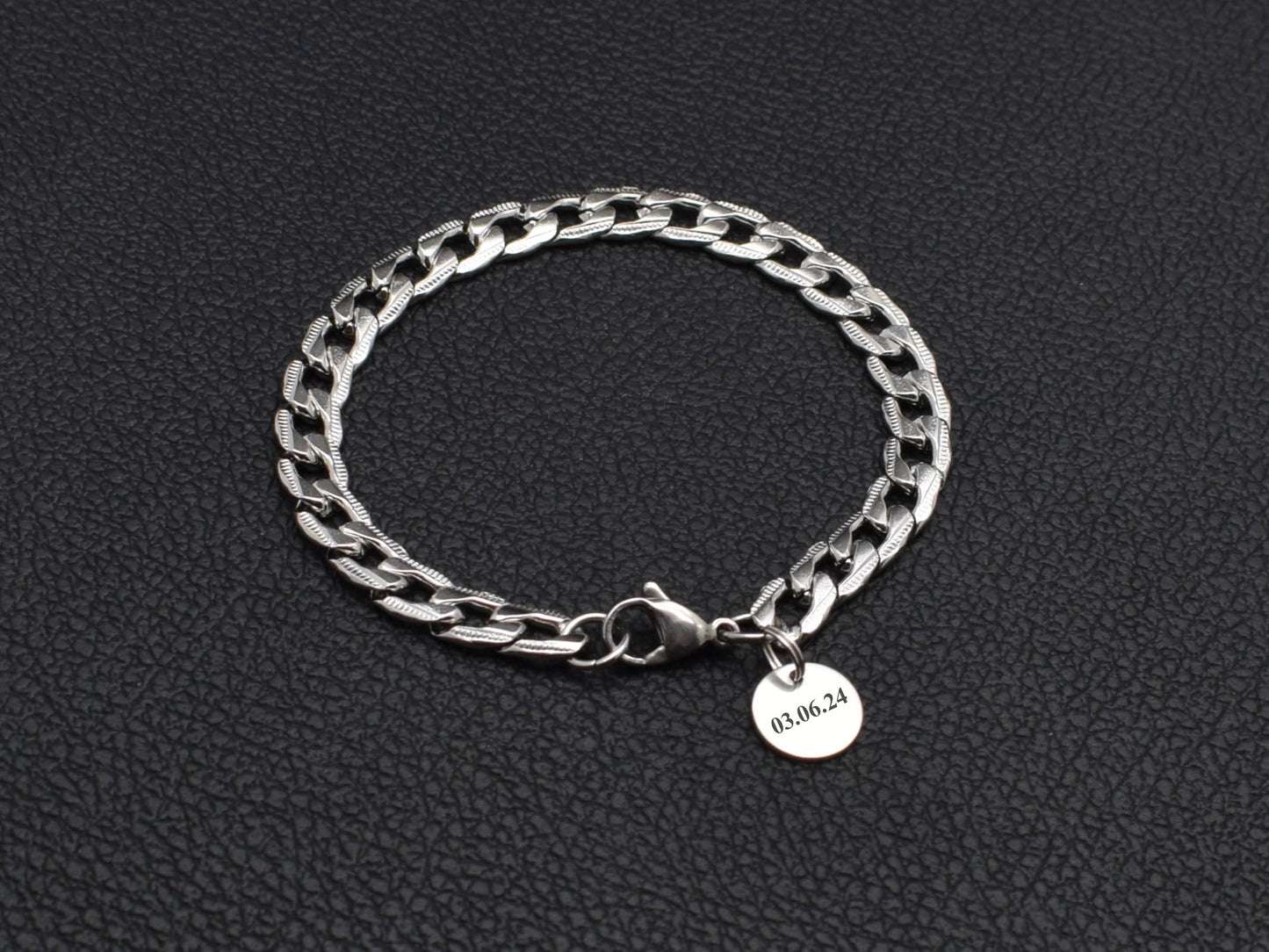 Chain bracelet men Personalized name Engraved bracelets Boyfriend gift