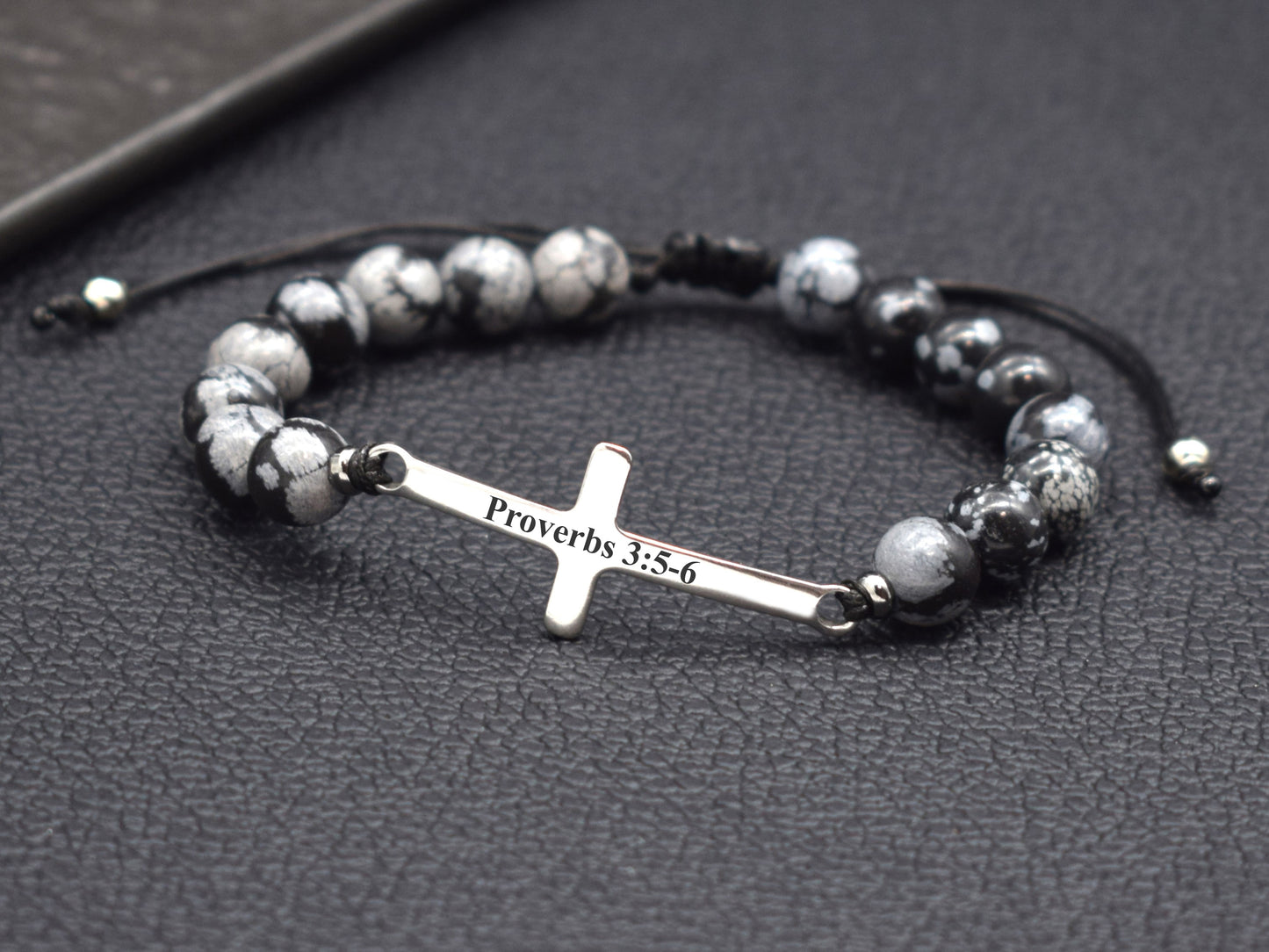 Cross bracelet men custom Bible verse bracelet religious quote christian scripture