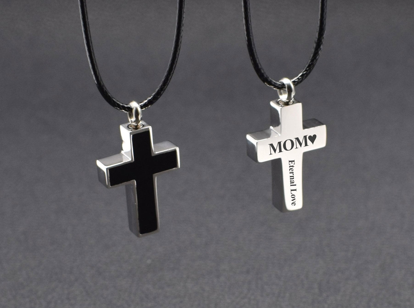 Urn necklace Cremation cross Memorial gift for loss of mom dad husband wife