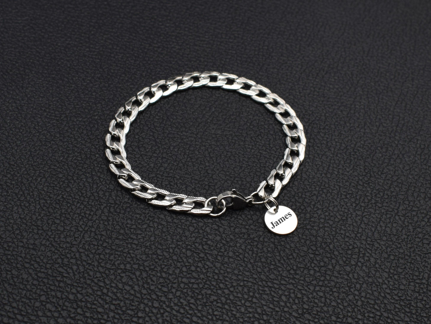 Stainless steel bracelet Customise jewelry for him Curb chain with letter