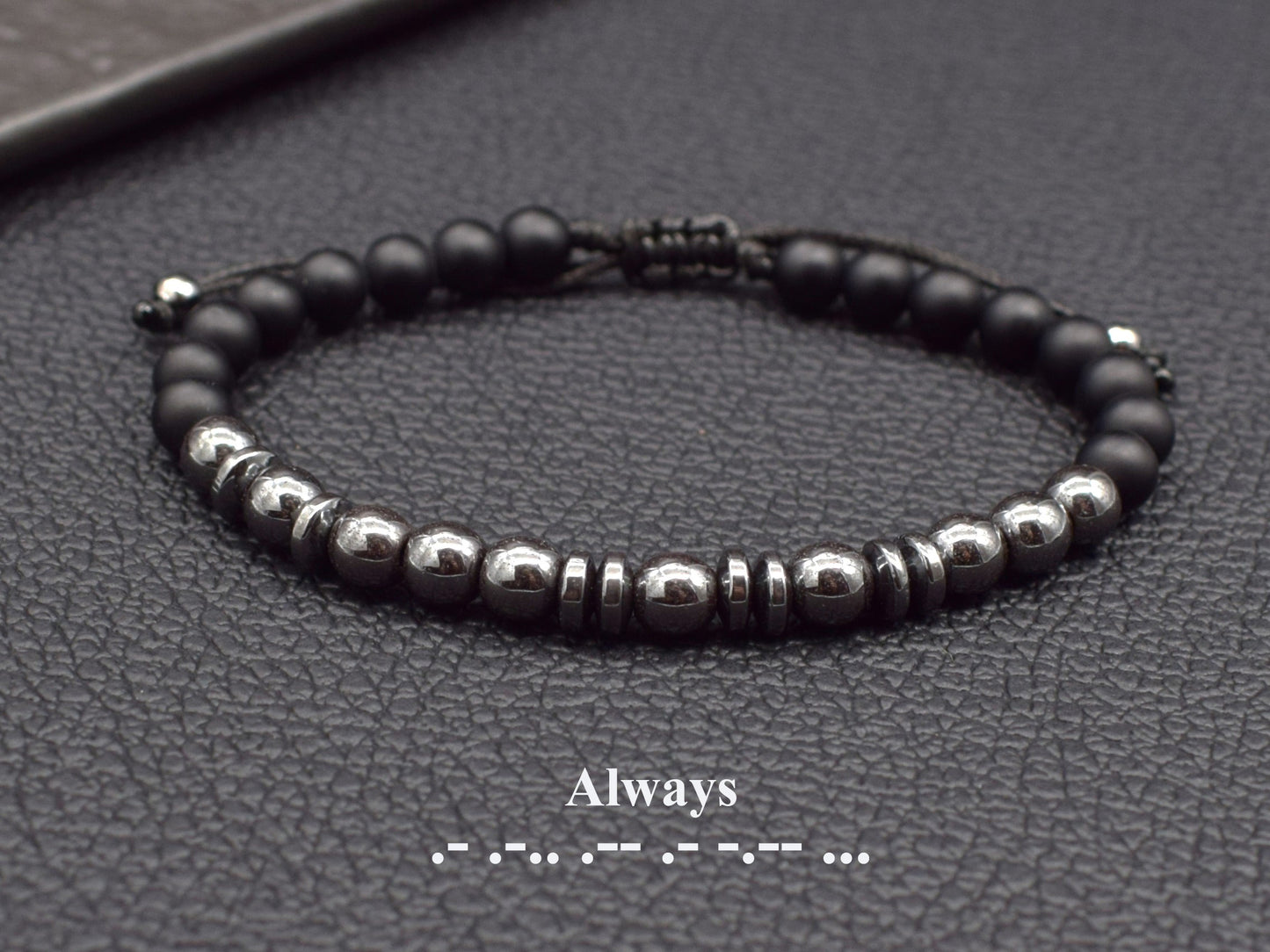 Morse code bracelet men I Love You Valentines day gift for him