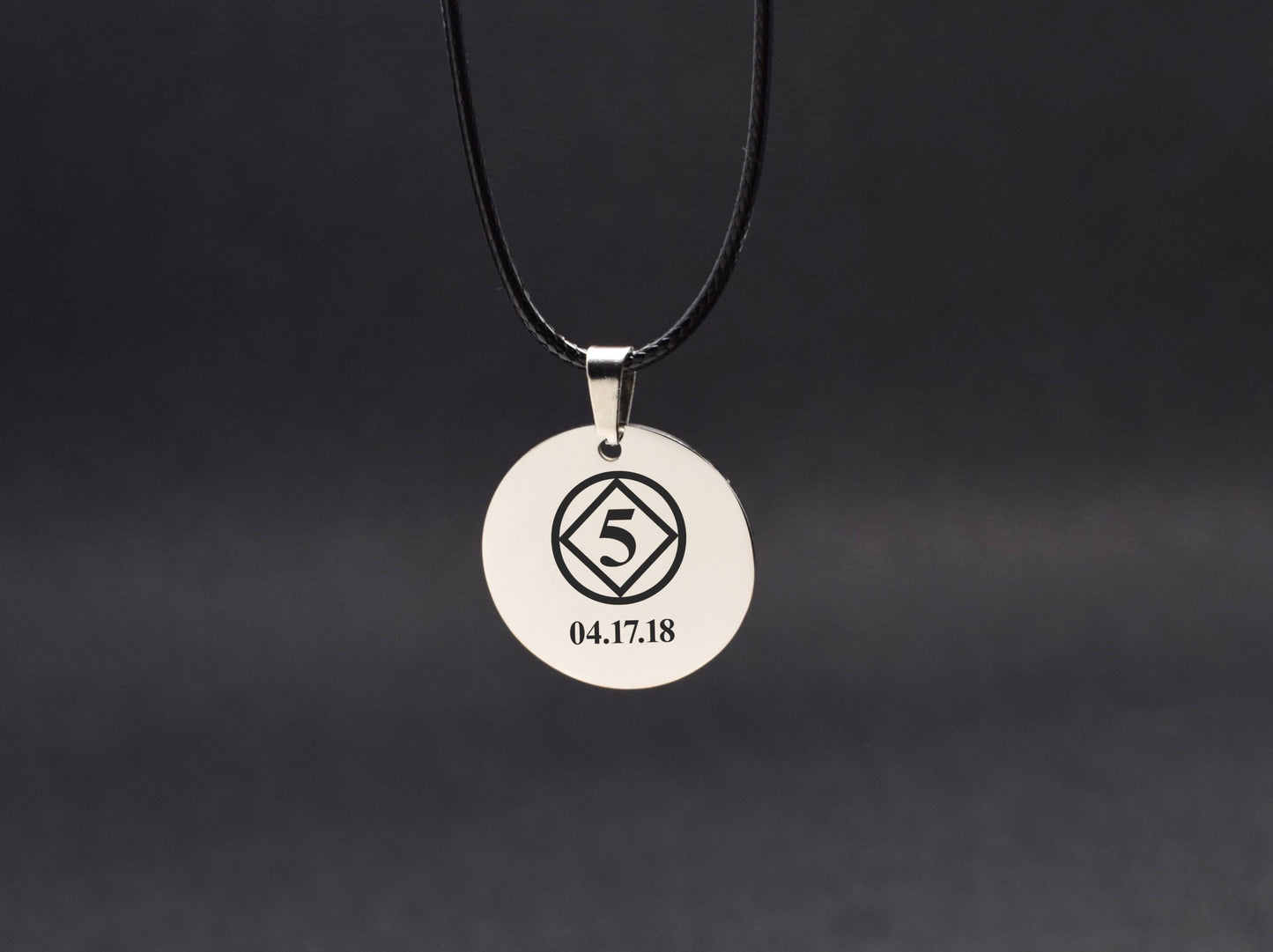 Recovery gift for men NA medallion necklace Custom date Clean and Serene