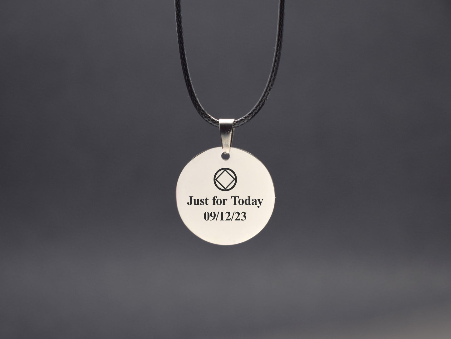 Recovery gift for men NA medallion necklace Custom date Clean and Serene