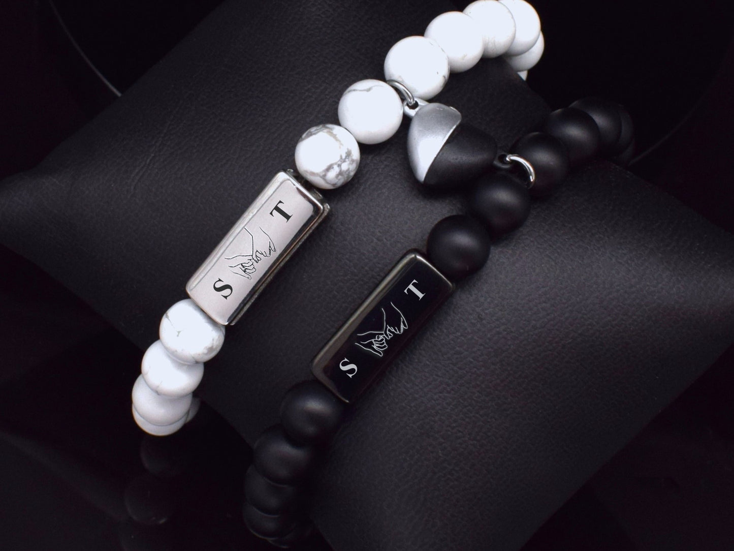 couples bracelet black white