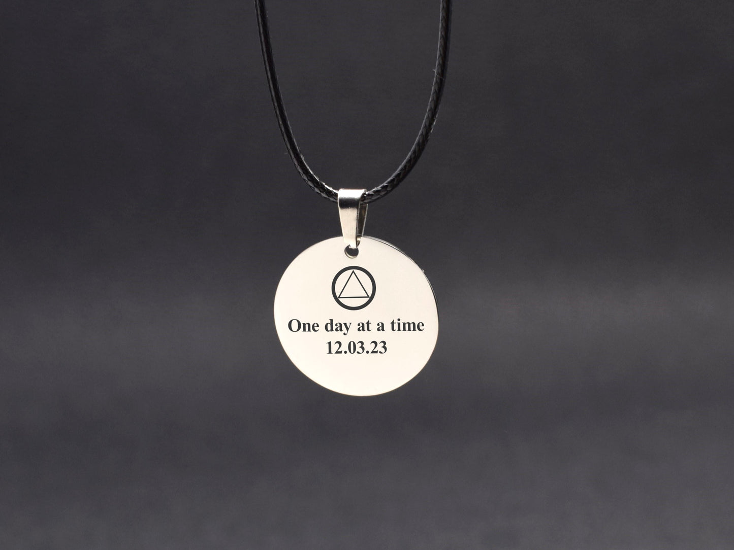 Sobriety jewelry AA anniversary necklace Sober date gift Recovery necklaces