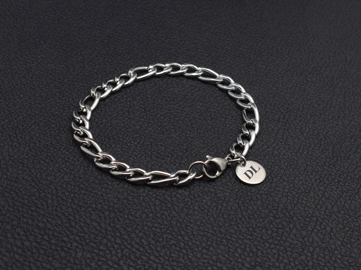 Men's initial bracelet Figaro chain bracelets for engraving Man gifts