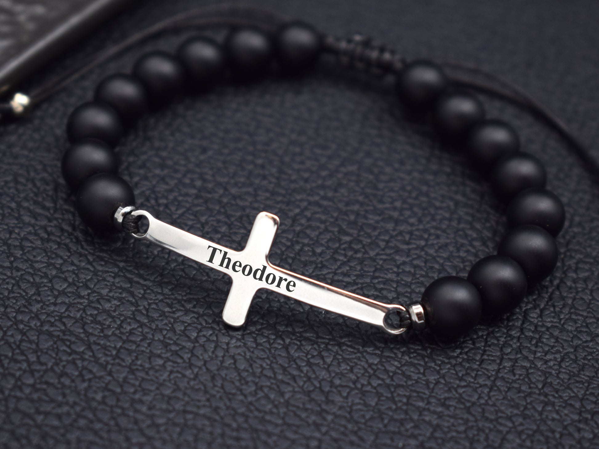 cross bracelet with custom name