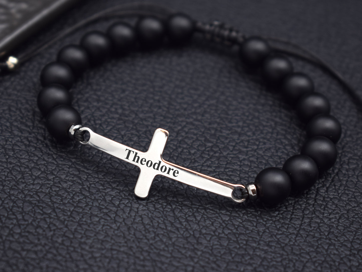 Bracelet with cross charm faith bracelet Bible verse jewelry men women