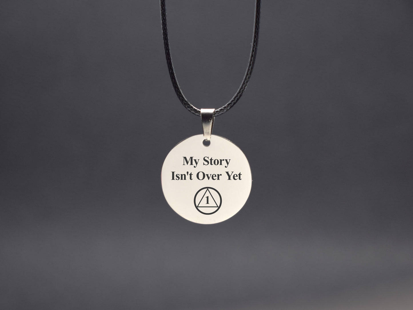 Recovery necklace Sobriety gift for man Sober date AA medallion pendant