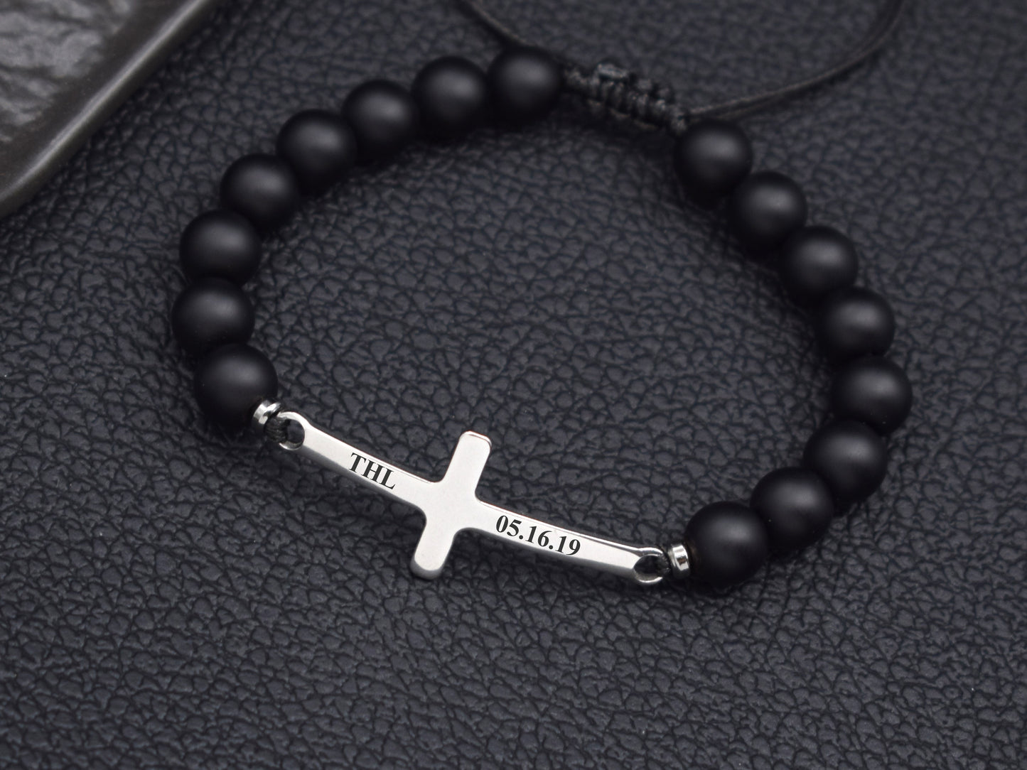 Mens cross bracelet custom christian religious jewelry faith John 3 16