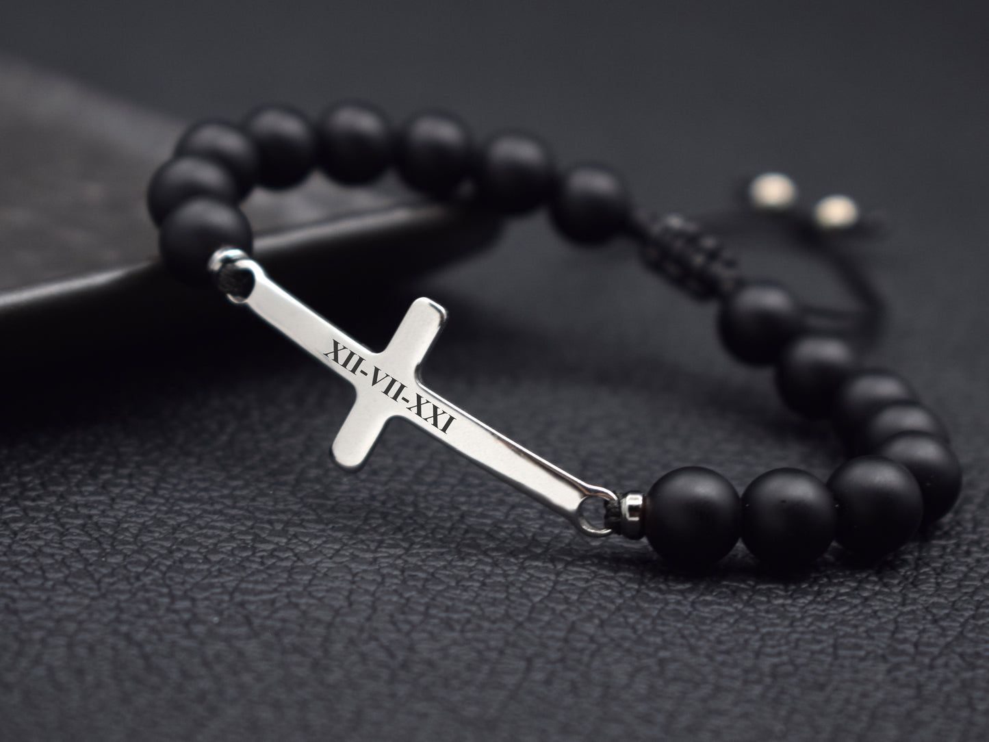 cross bracelet for men with personalise date