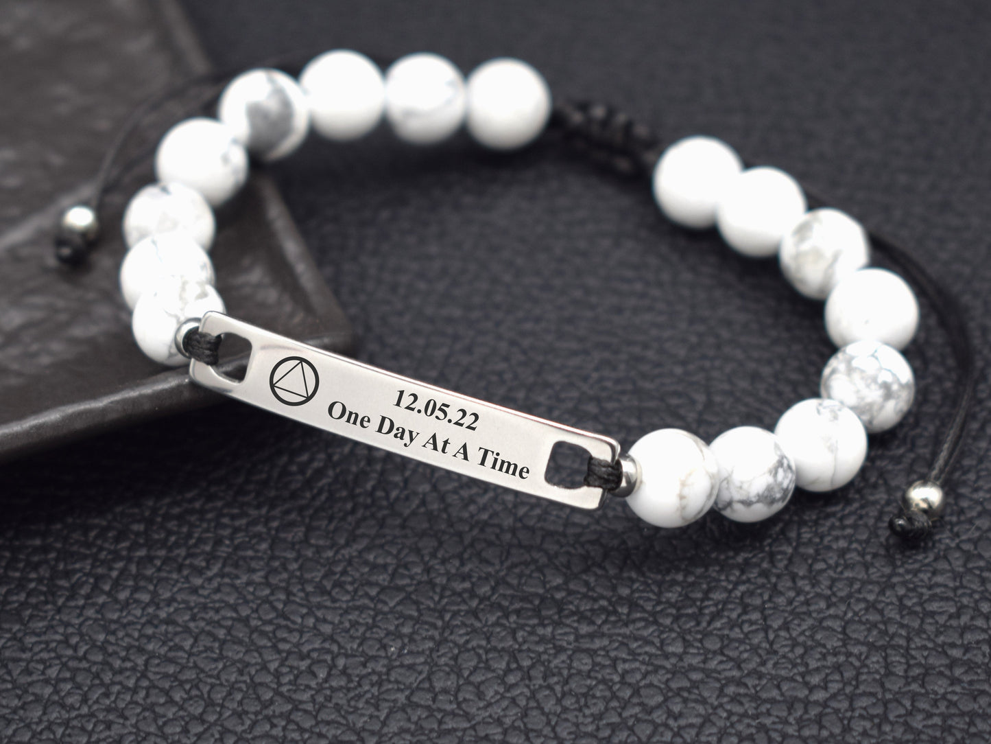 Сustom sober bracelet dual program NA AA sobriety birthday gift idea