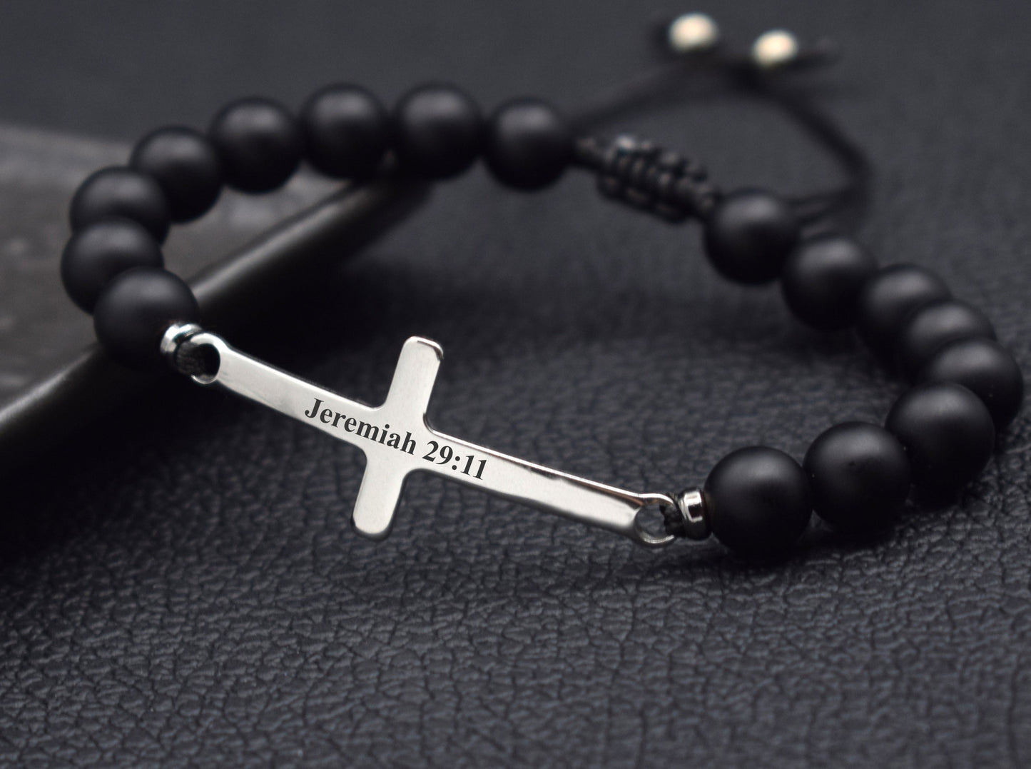 Mens cross bracelet custom christian religious jewelry faith John 3 16