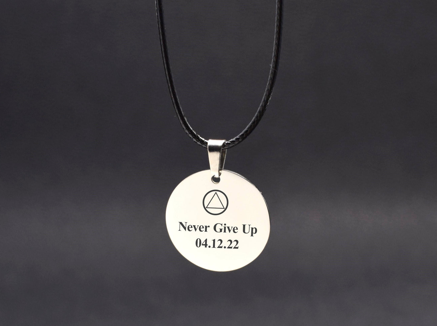 Sobriety jewelry AA anniversary necklace Sober date gift Recovery necklaces