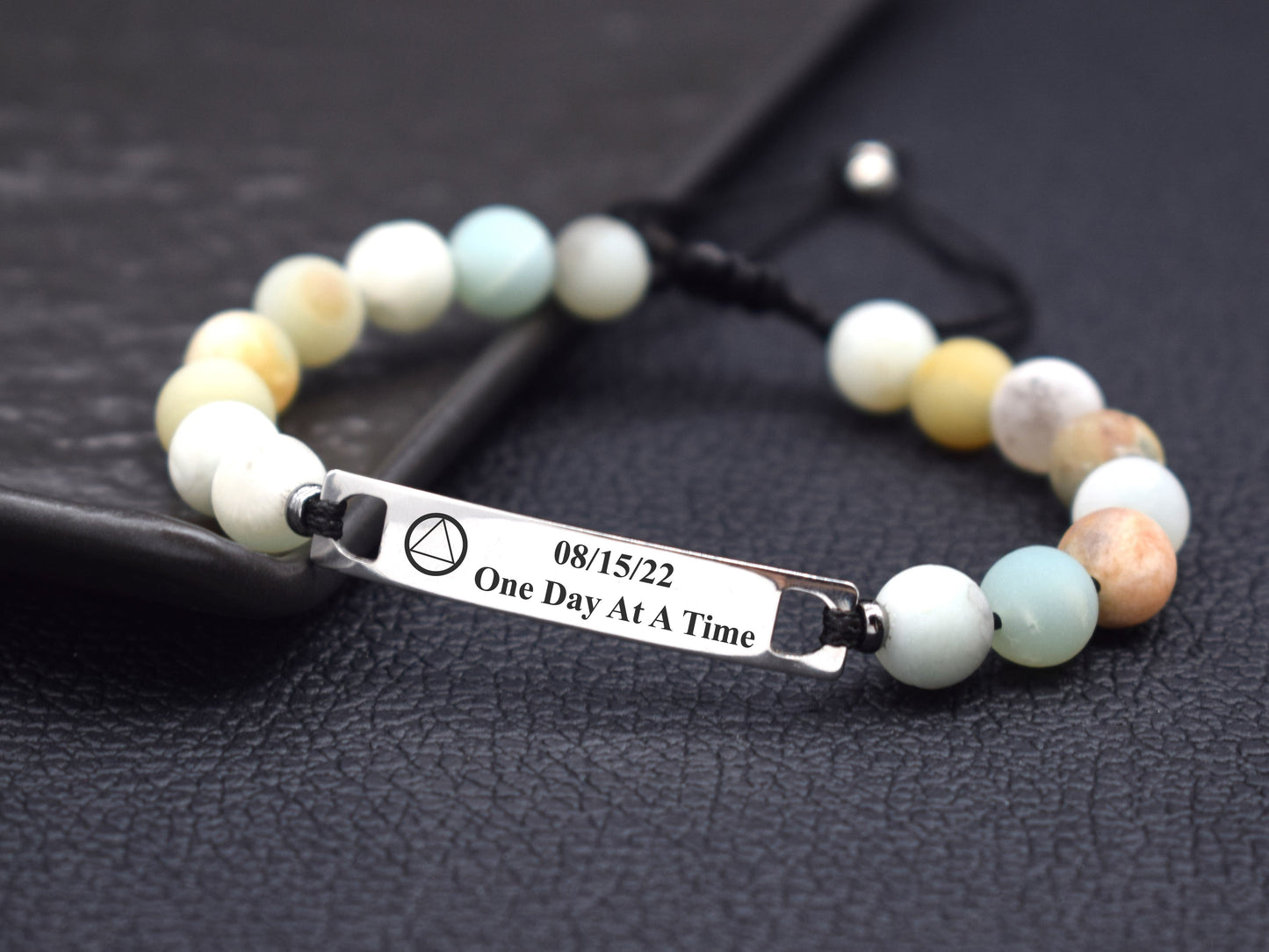 Сustom sober bracelet dual program NA AA sobriety birthday gift idea