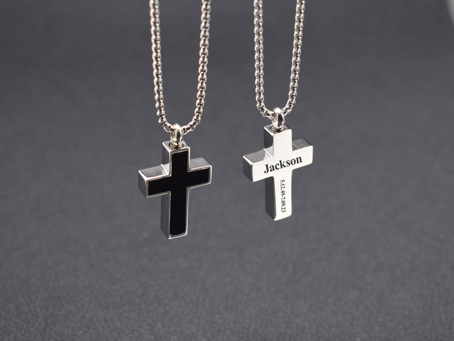 Memorial cross necklace for ashes Loss of a loved one Mens urn pendant