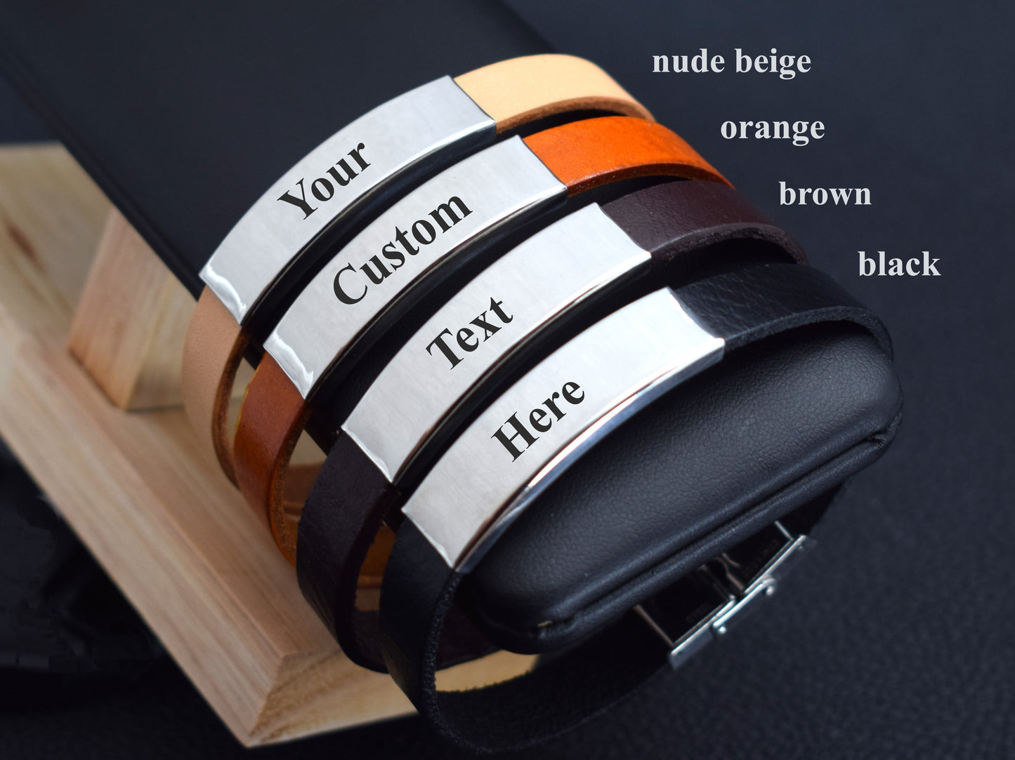 Custom leather Morse code bracelet women anniversary girlfriend gift