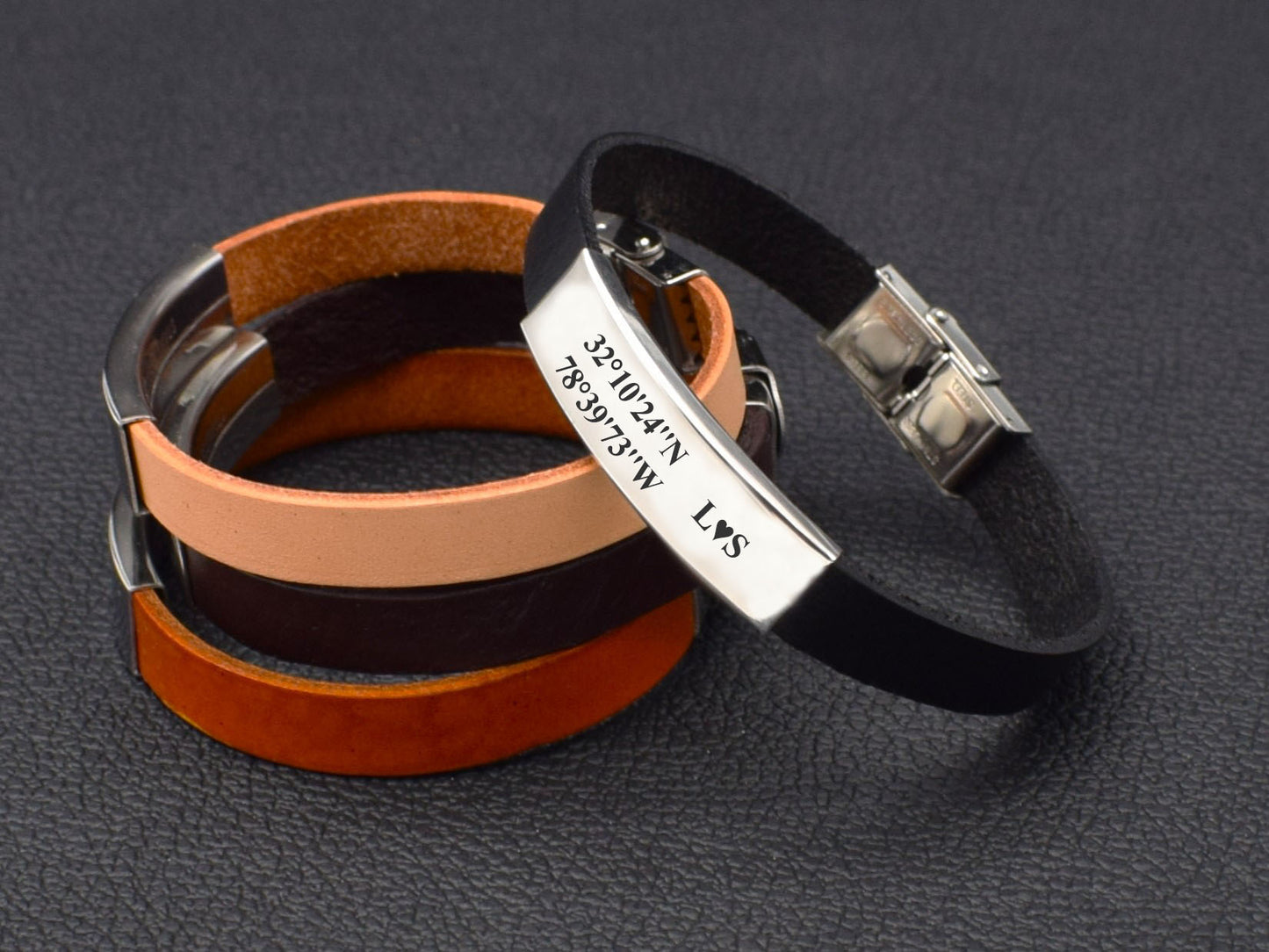 Leather coordinates bracelet distance gifts for boyfriend for him