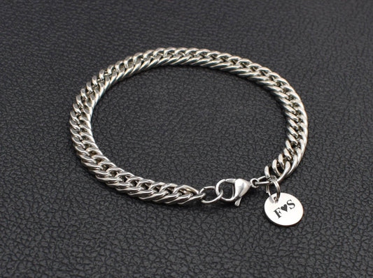 Cuban chain bracelet for men with custom initials