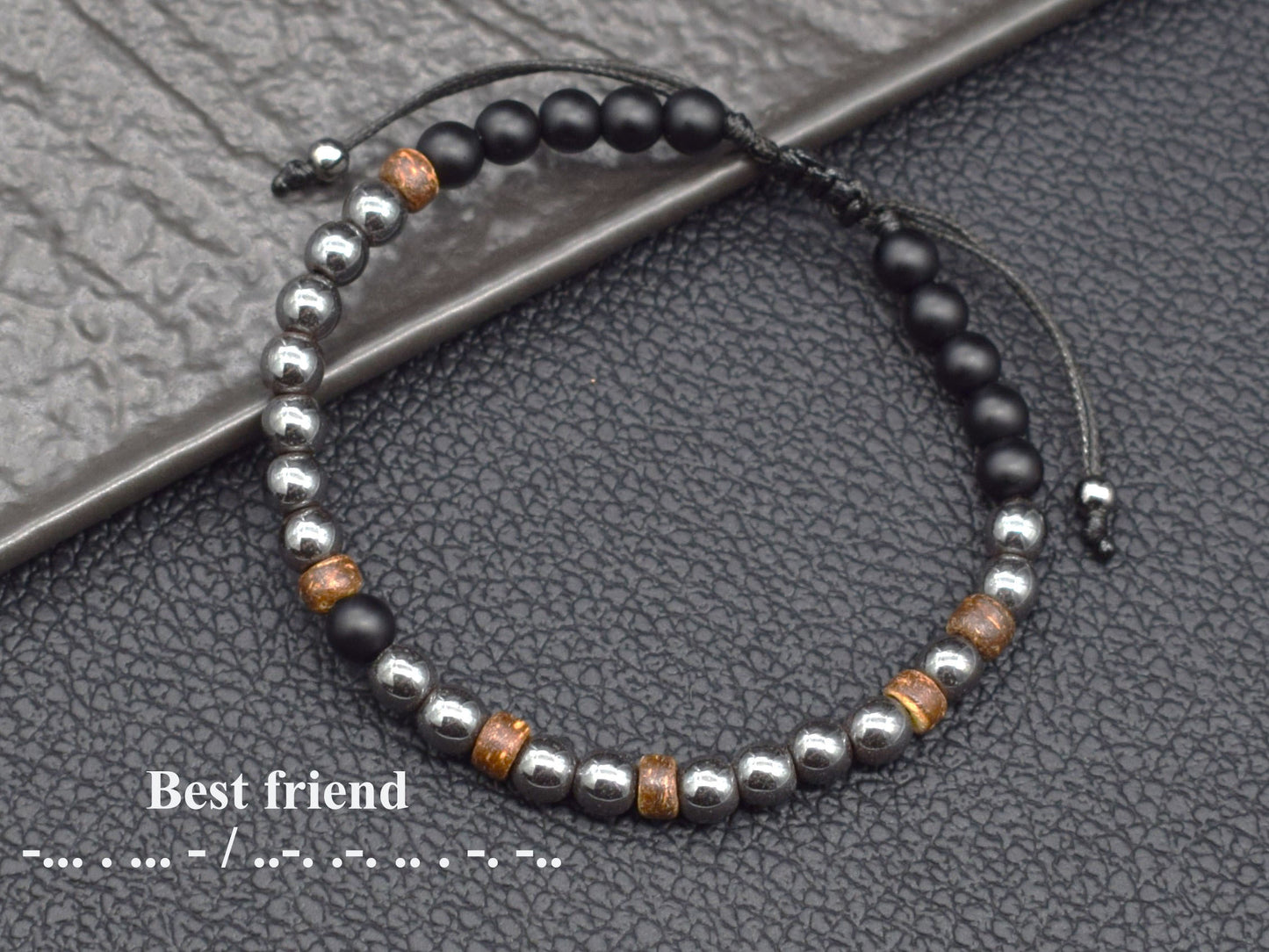 Custom Name Morse code bracelet boyfriend anniversary gift 1 year