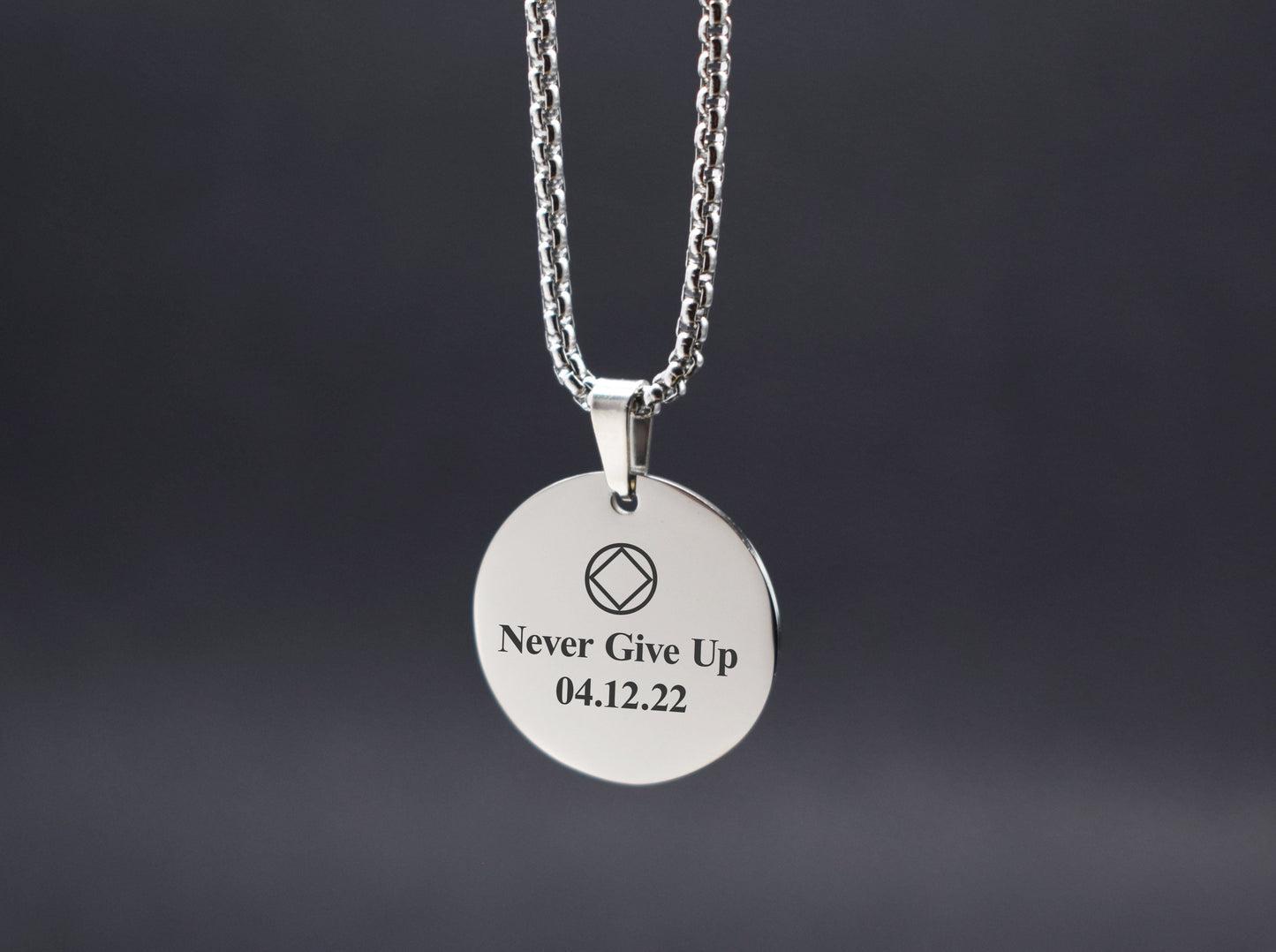 Personalized NA gift for men NA medallions necklace Addiction recovery jewelry