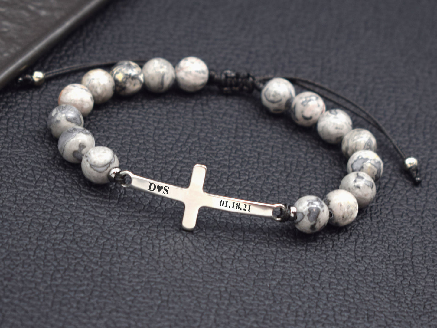 Cross bracelet men custom Bible verse bracelet religious quote christian scripture