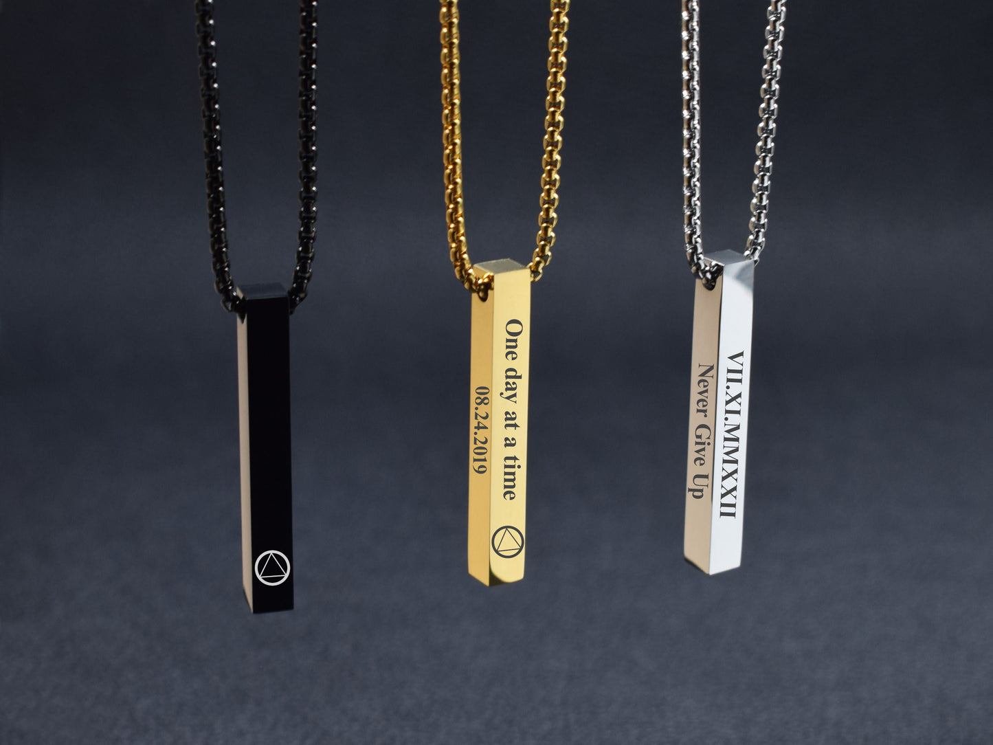 Sobriety anniversary gift for him Addiction recovery necklace One day at a time