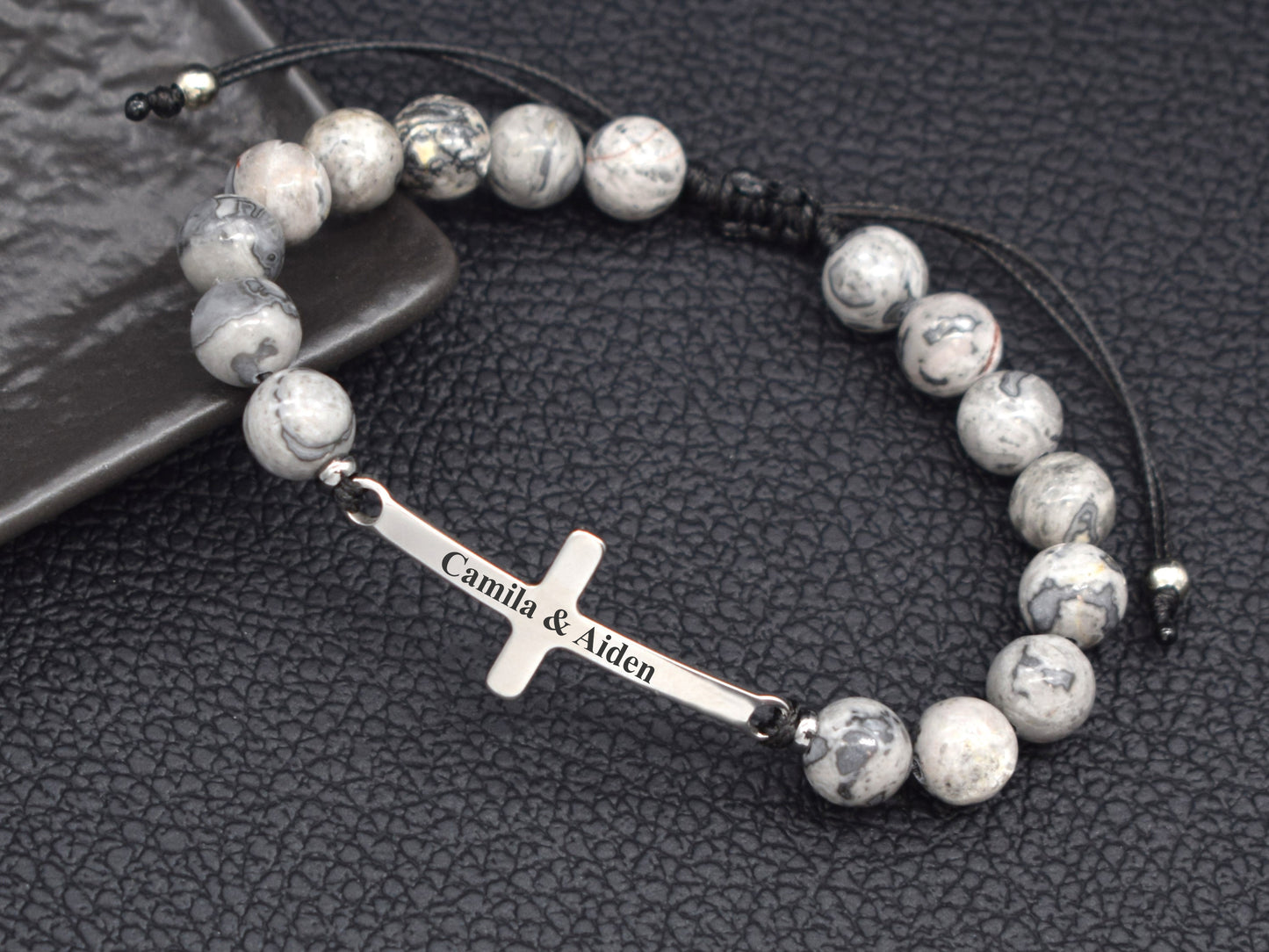 Mens cross bracelet custom christian religious jewelry faith John 3 16