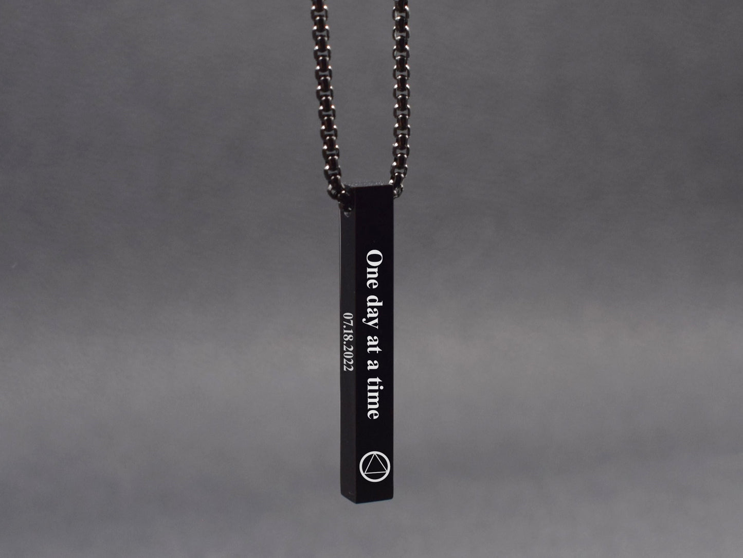 Sobriety anniversary gift for him Addiction recovery necklace One day at a time