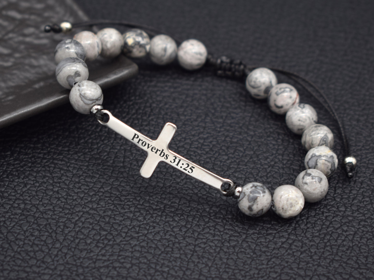 Mens cross bracelet custom Bible verse John 3 16