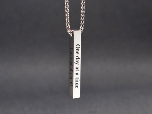 Sobriety anniversary gift for him Addiction recovery necklace One day at a time