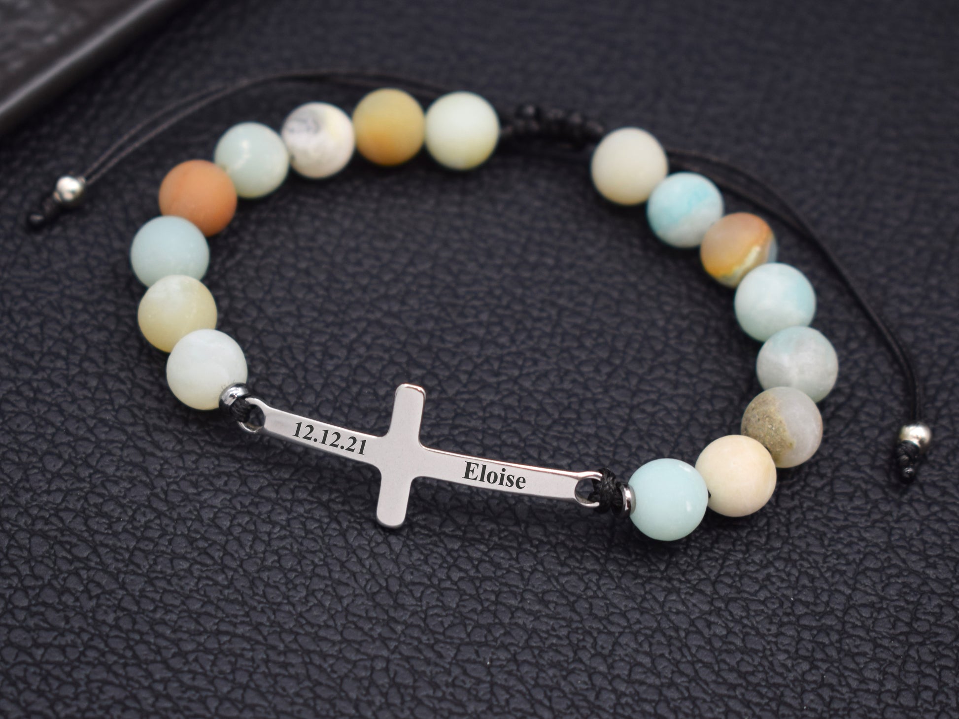 Amazonite cross bracelet for woman