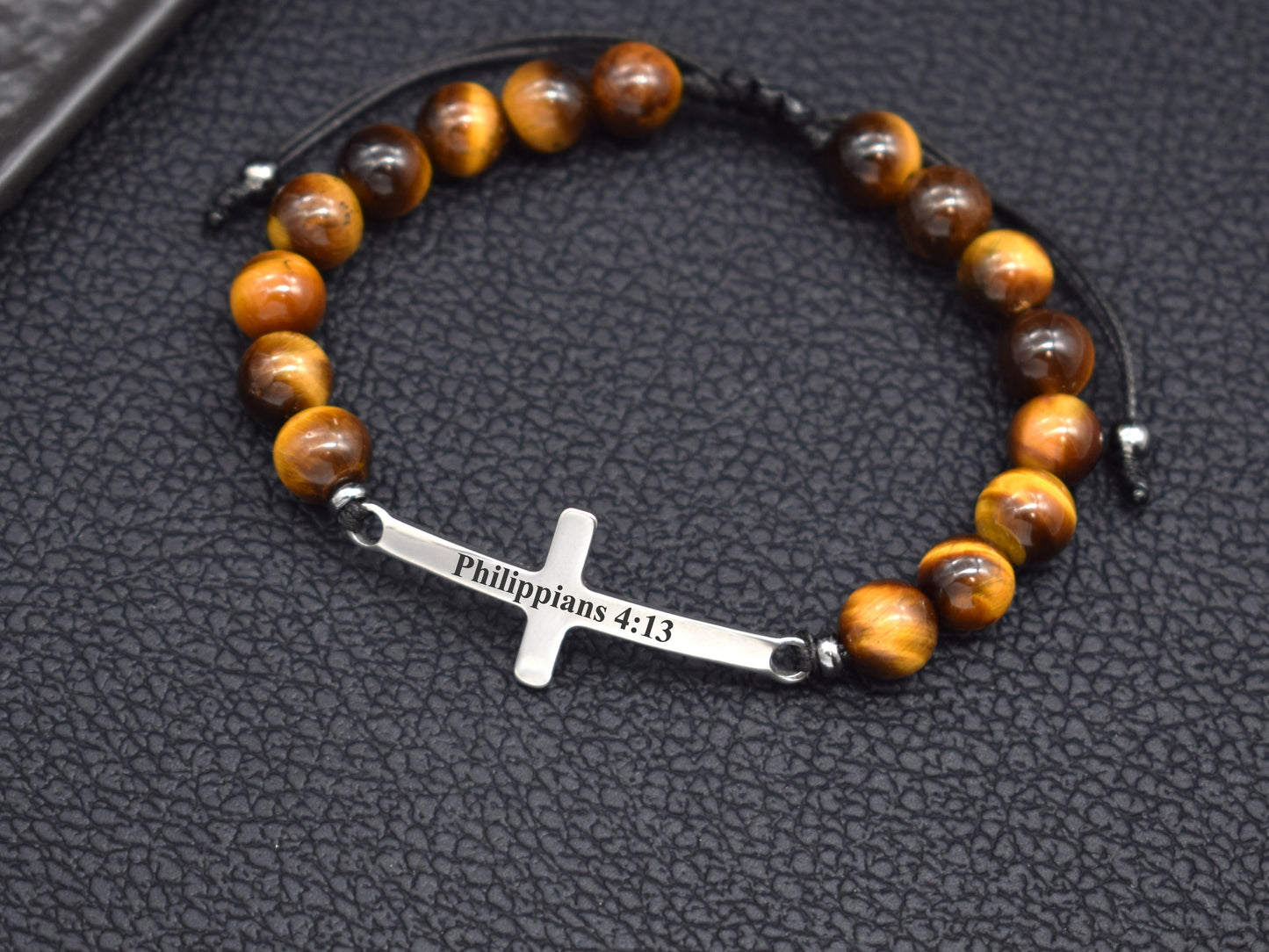 Mens cross bracelet custom christian religious jewelry faith John 3 16