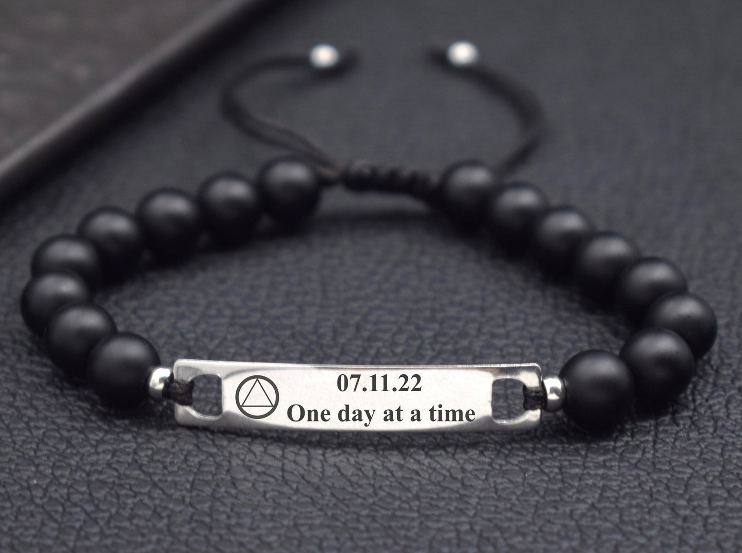 Сustom sober bracelet dual program NA AA sobriety birthday gift idea