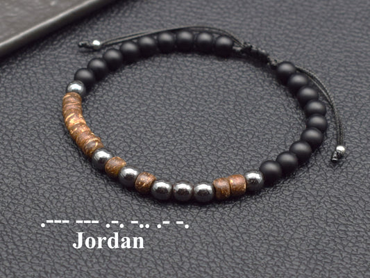 Custom Name Morse code bracelet boyfriend anniversary gift 1 year