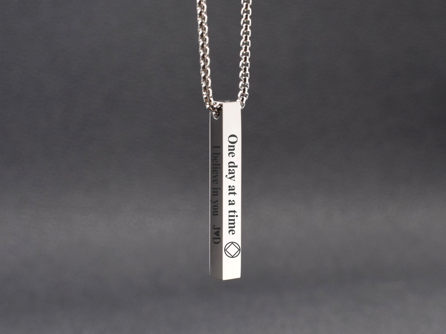 Addiction recovery jewelry NA pendant One day at a time NA anniversary