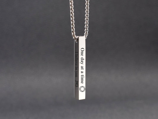 Addiction recovery jewelry NA pendant One day at a time NA anniversary