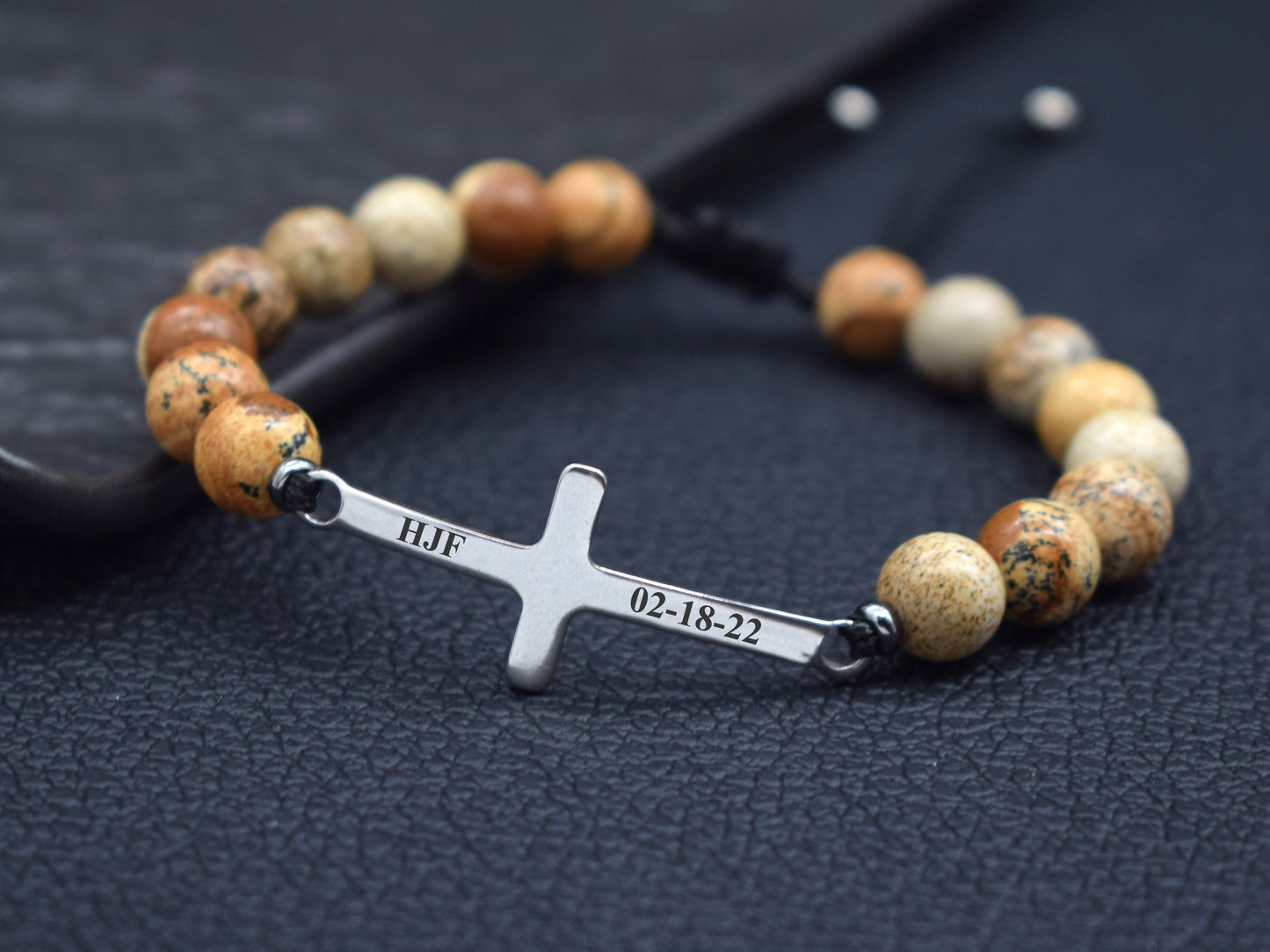 Cross bracelet women custom date name initials Bible verse