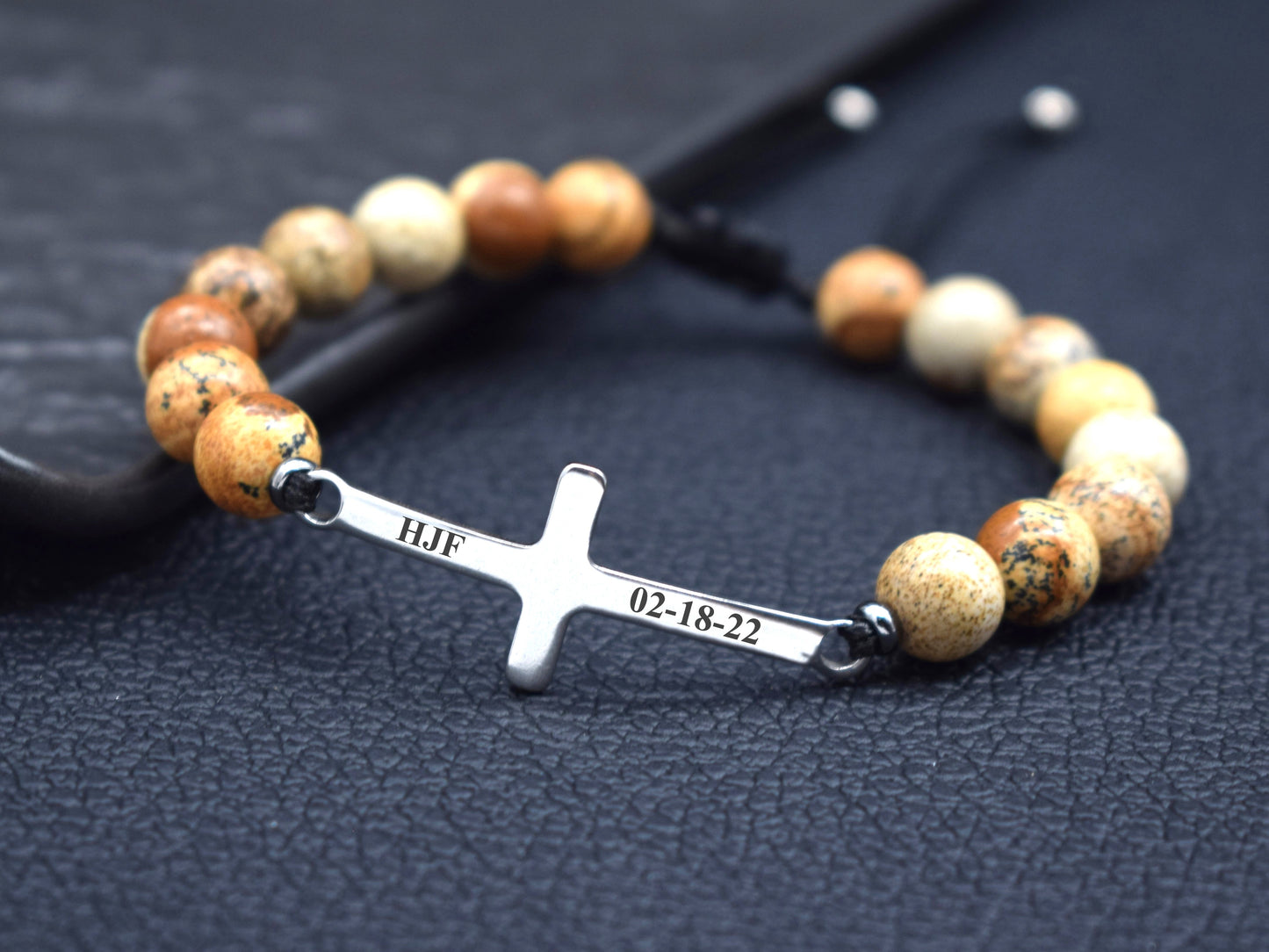 Mens cross bracelet custom christian religious jewelry faith John 3 16