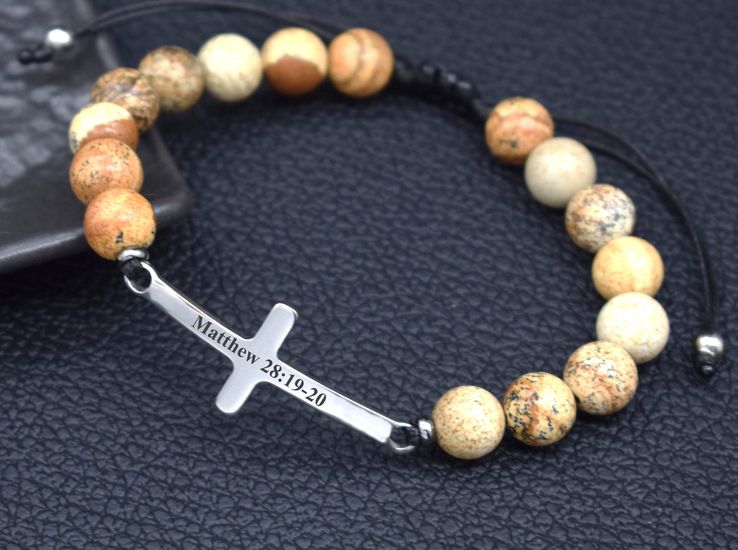 cross bracelet with bible verse Matthew 28:19-20