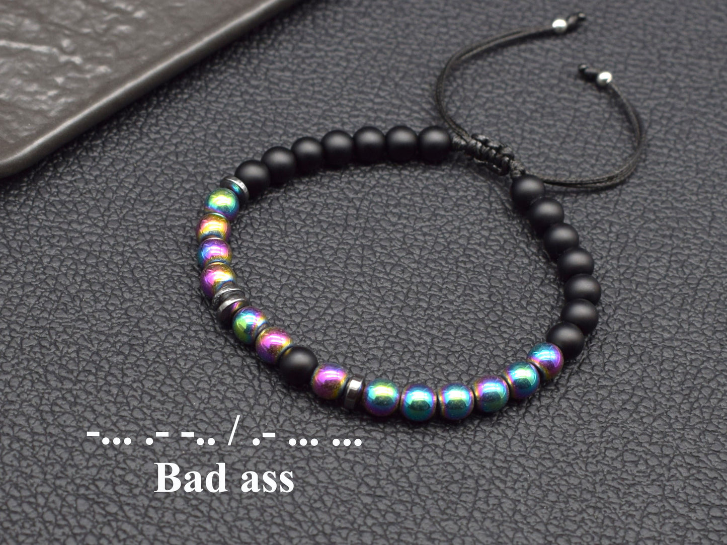 I Love You Morse code inspirational bracelets lover gift rainbow hematite