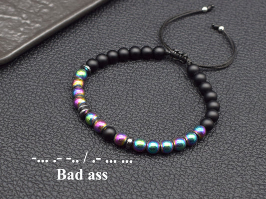 Badass Morse code bracelet strong women gift survivor jewelry