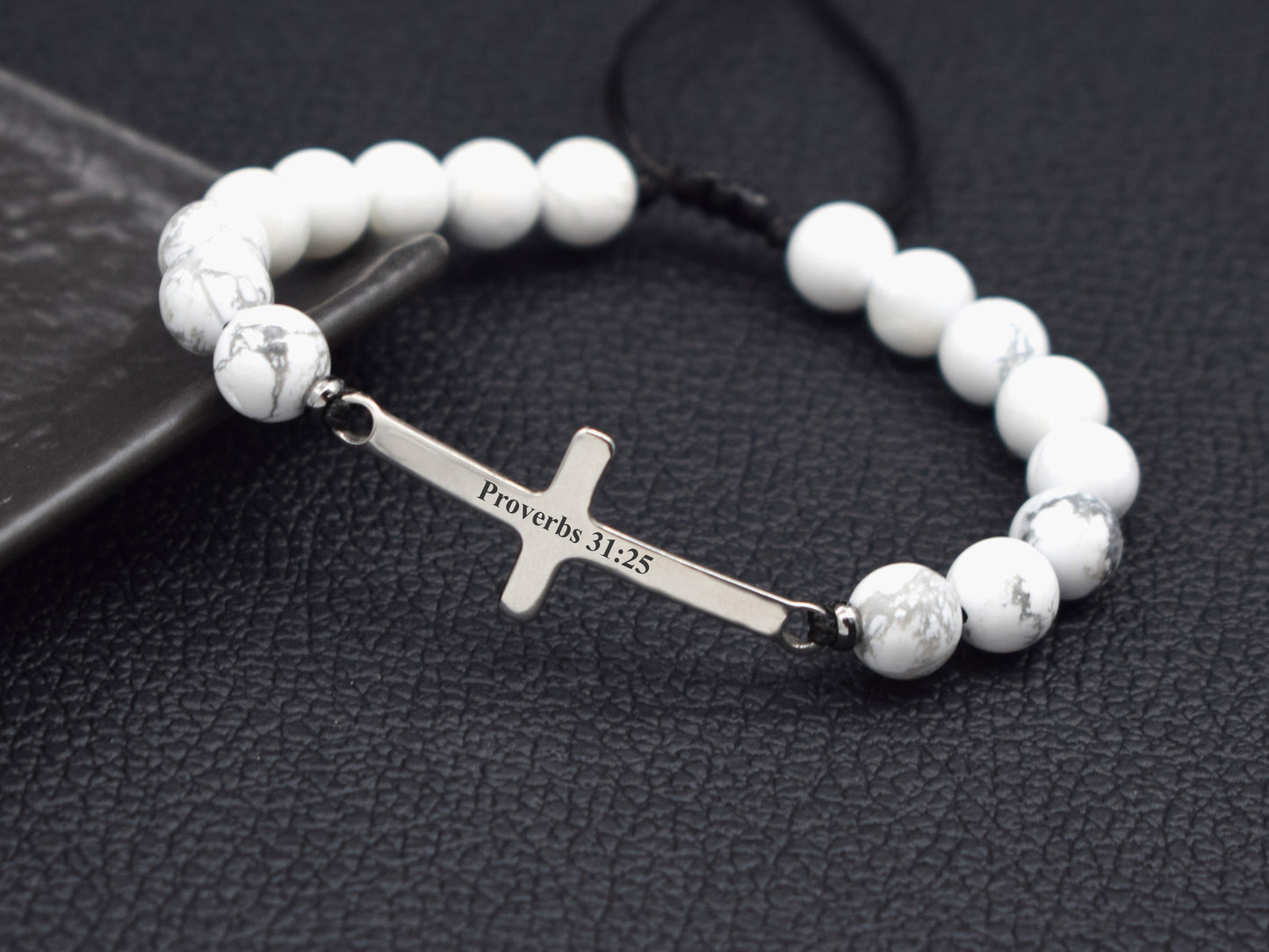 Bracelet with cross charm faith bracelet Bible verse jewelry men women