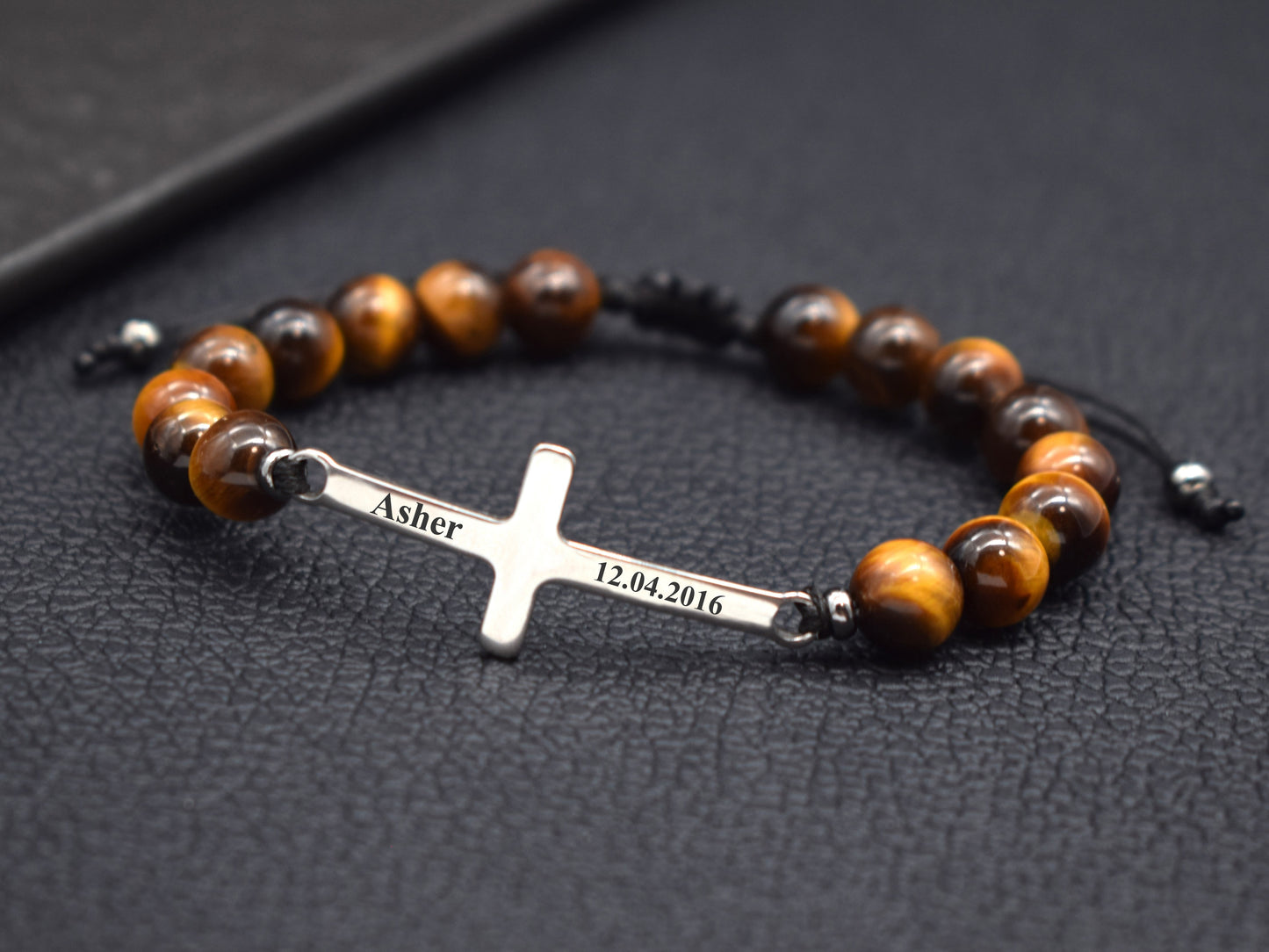 baptism bracelet men with cross