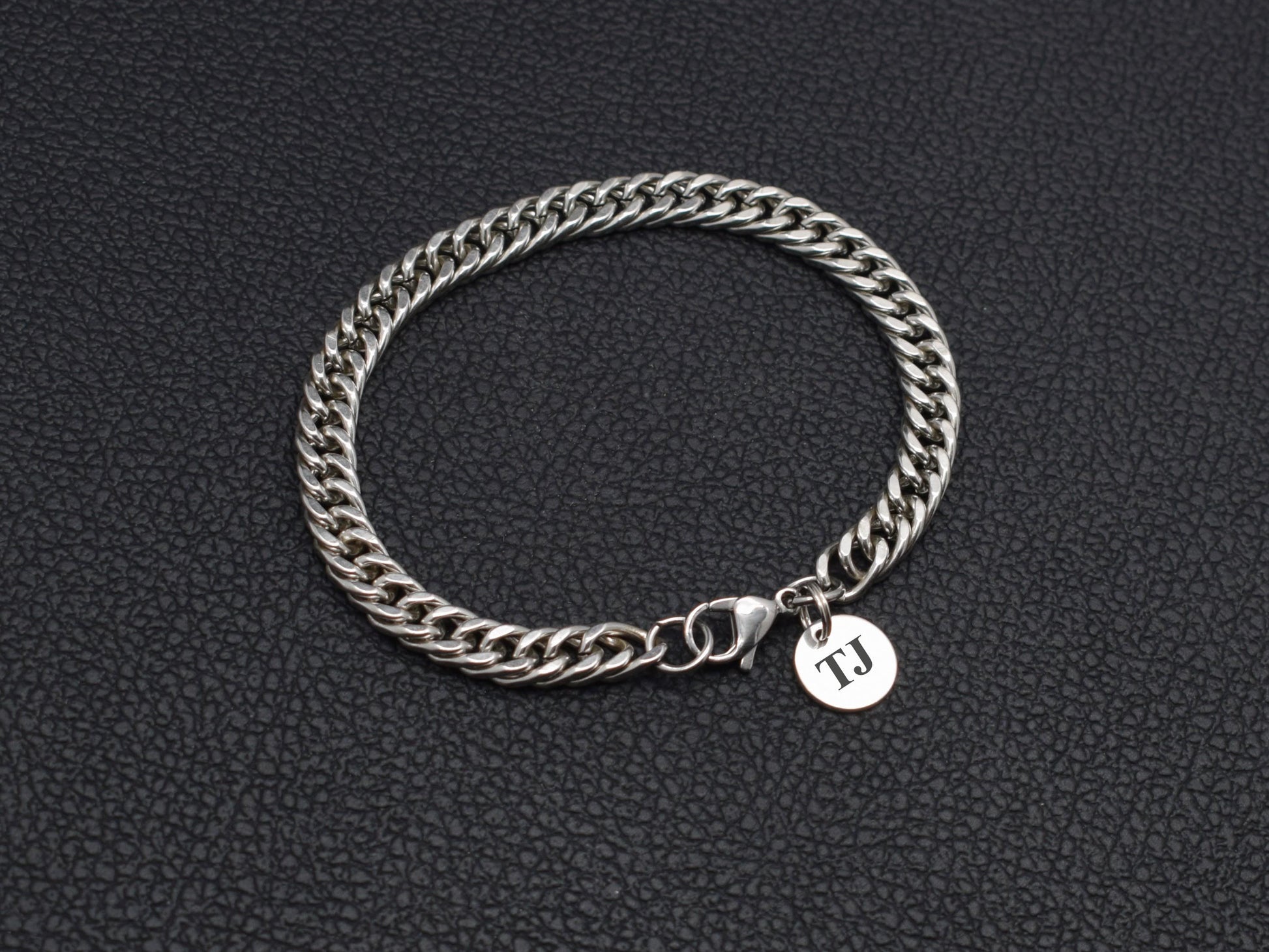 stainless steel chain bracelet with letters