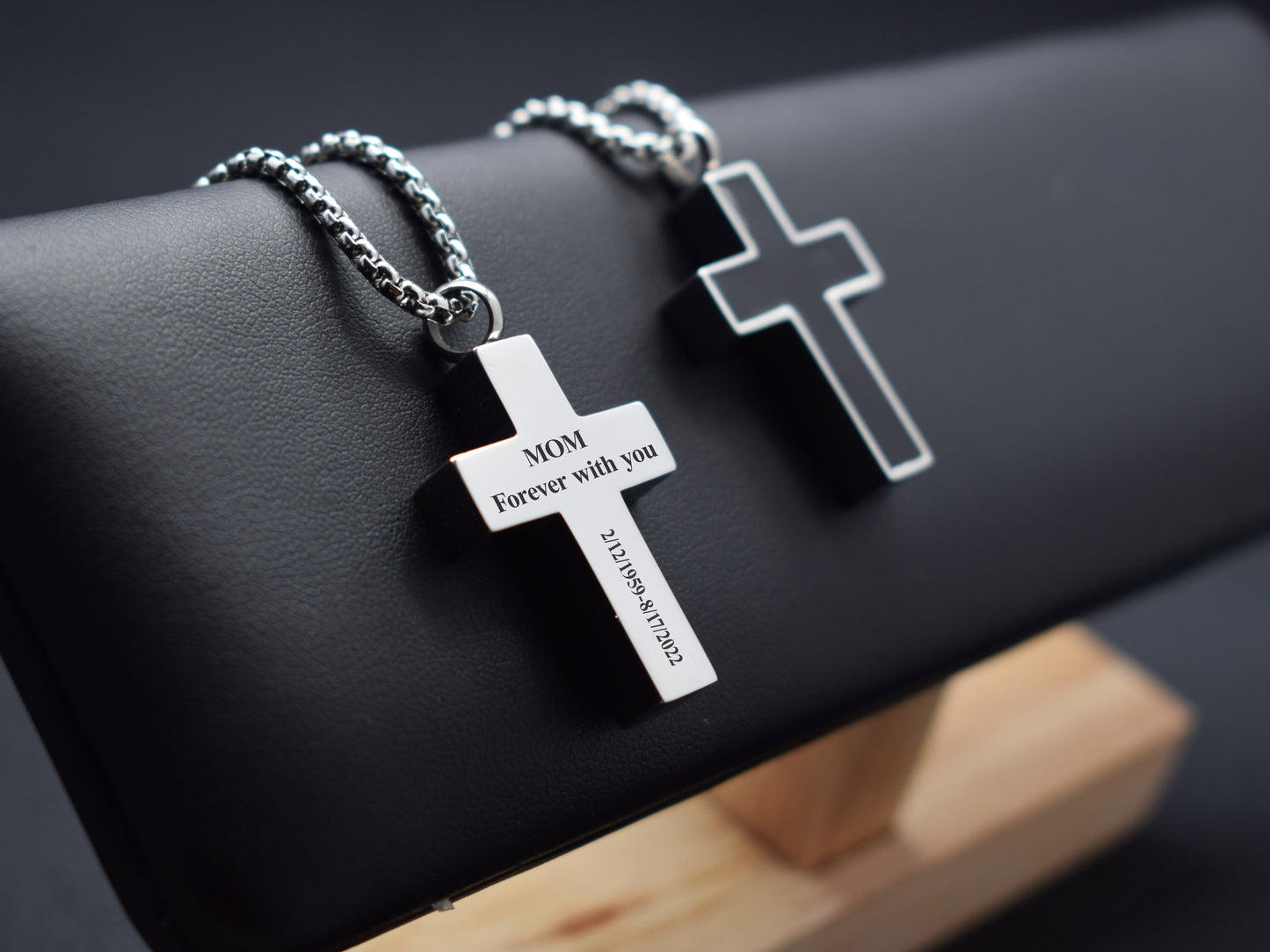 Memorial cross necklace for ashes Loss of a loved one Mens urn pendant