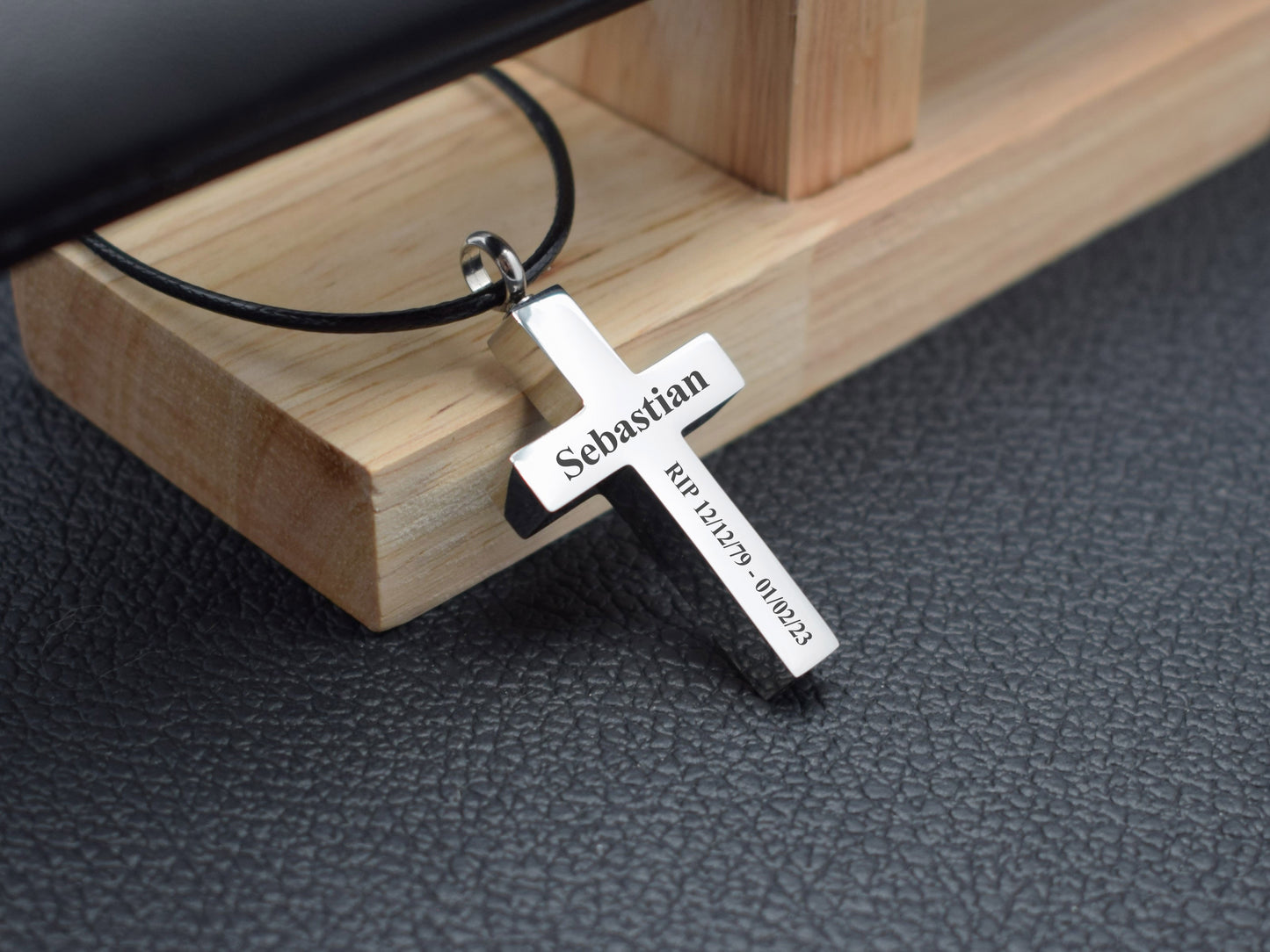 Cremation jewelry for ashes Black cross urn necklace Memorial gift for loss of loved one