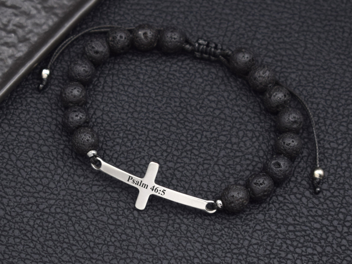 Bracelet cross with bible verse Psalm 46:5