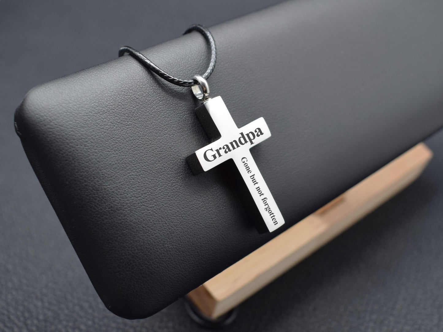 Cremation jewelry for ashes Black cross urn necklace Memorial gift for loss of loved one