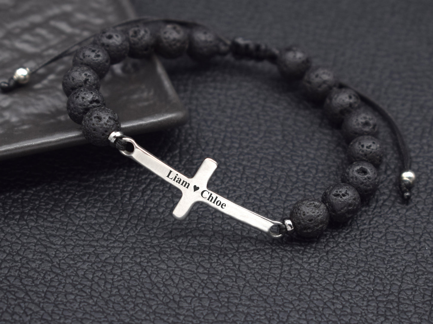 Mens cross bracelet personalized birthday boyfriend gift